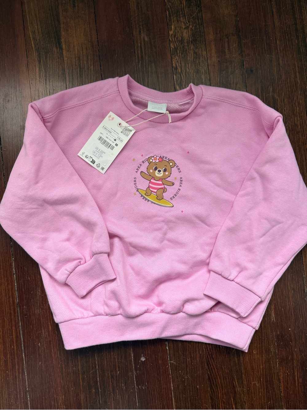 Zara Pink Bear Graphic Sweatshirt